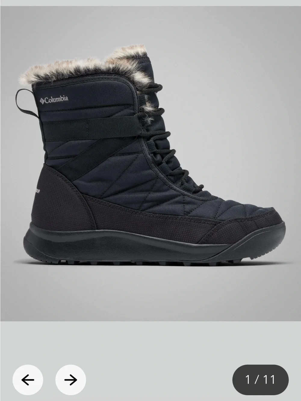 Columbia Black Women’s Insulated Lace-Up Winter Boot with Faux Fur Collar